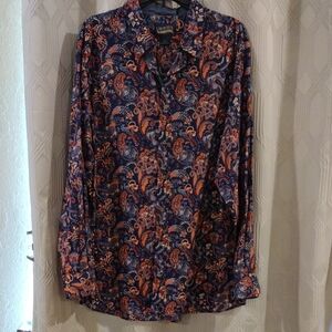 Daniel Cremieux Blue and Orange Paisley Shirt 2XL